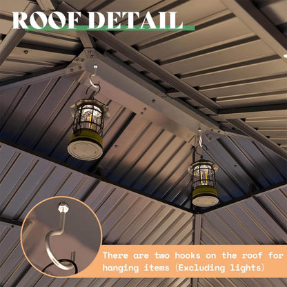 13' x 15' Alora Premium Outdoor All-Season Wooden Cedar Hardtop Gazebo Carport With Double Iron Roof