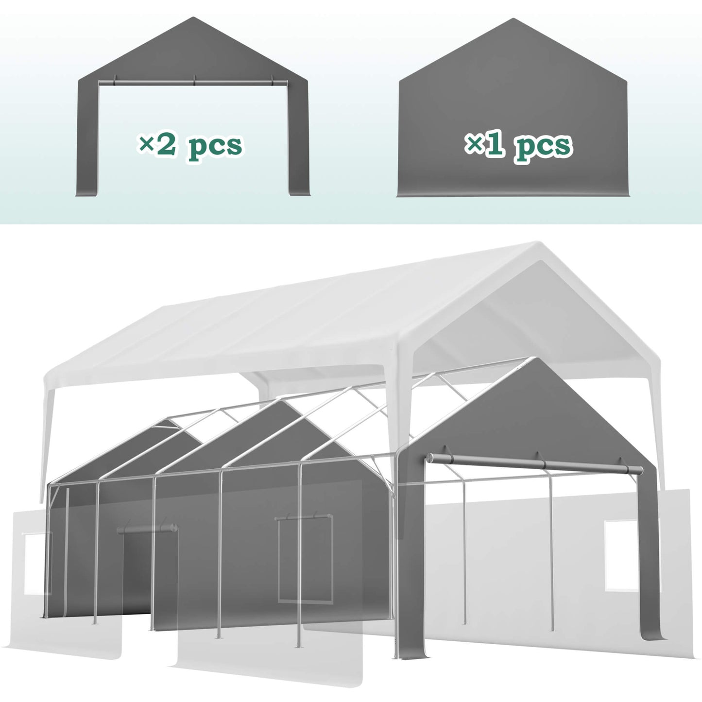 13' x 26' FT Alora Heavy-Duty Carport Canopy with Roll-Up Doors And Windows