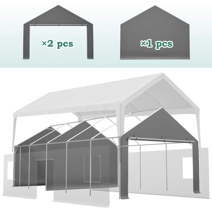 13' x 26' FT Alora Heavy-Duty Carport Canopy with Roll-Up Doors And Windows