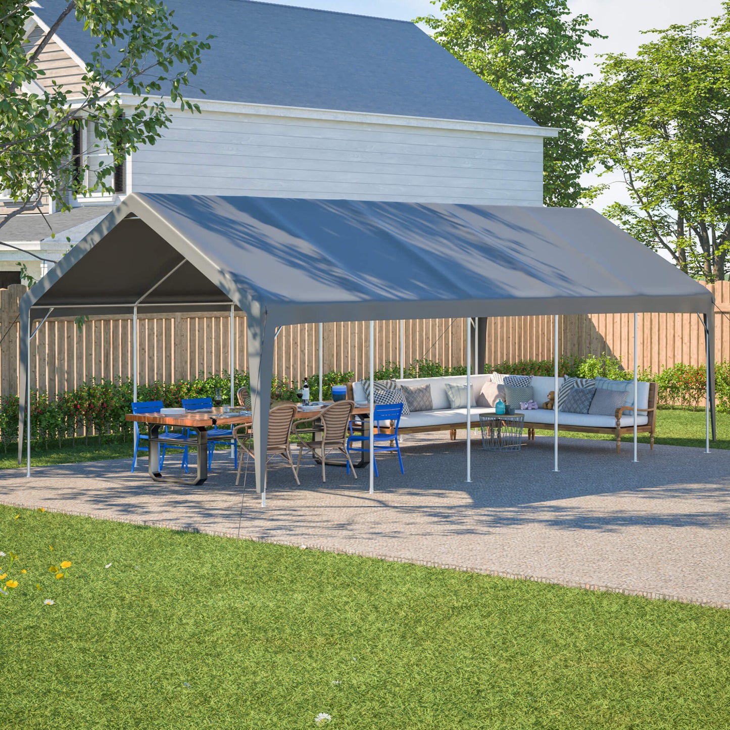 13' x 26' FT Alora Heavy-Duty Carport Canopy with Roll-Up Doors And Windows