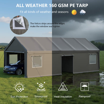 13' x 26' FT Alora Heavy-Duty Carport Canopy with Roll-Up Doors And Windows