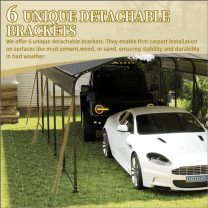13' x 26' FT Alora Heavy-Duty Weather-Resistant Outdoor Carport With Protective Film