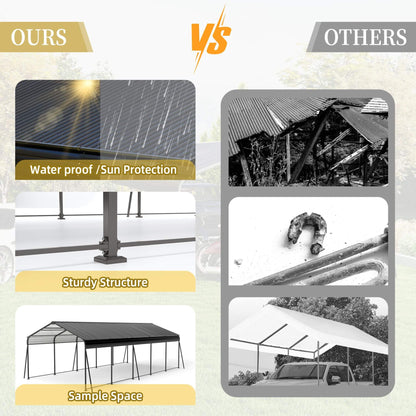 13' x 26' FT Alora Heavy-Duty Weather-Resistant Outdoor Carport With Protective Film