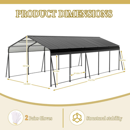 13' x 26' FT Alora Heavy-Duty Weather-Resistant Outdoor Carport With Protective Film