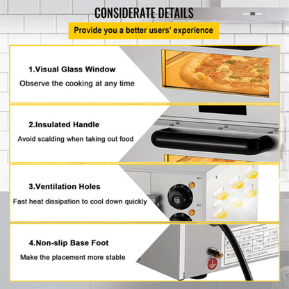 14-Inch Electric Single Deck Countertop Commercial Pizza Oven