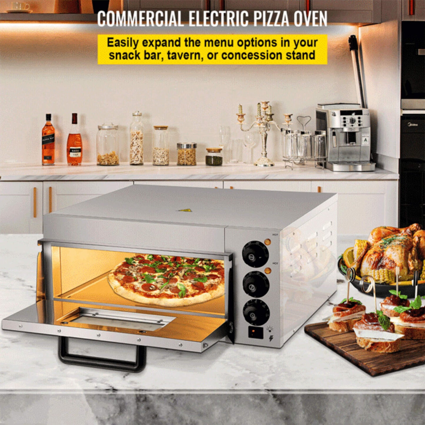 14-Inch Electric Single Deck Countertop Commercial Pizza Oven
