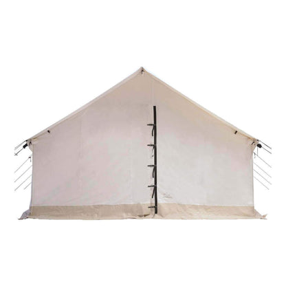 14FT x 16FT White Duck Alpha Wall Tent with Heavy-Duty Frame and Bug Mesh Windows