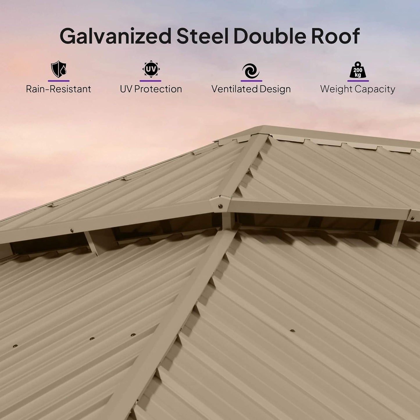 14FT x 28FT Alora Extra-Large Hardtop Gazebo with Galvanized Steel Double Roof, Curtains and Netting