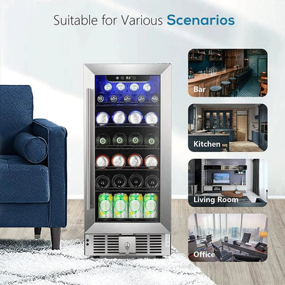 15 Inch Beverage Refrigerator Wine Cooler Mini Fridge W5185B