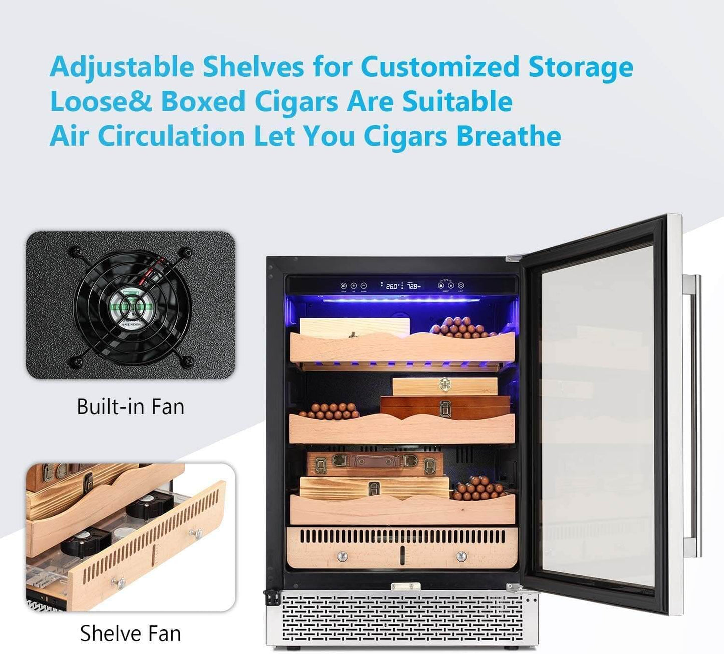 15 Inch Cigar Humidor Electric Humidor Silver Steel X5196