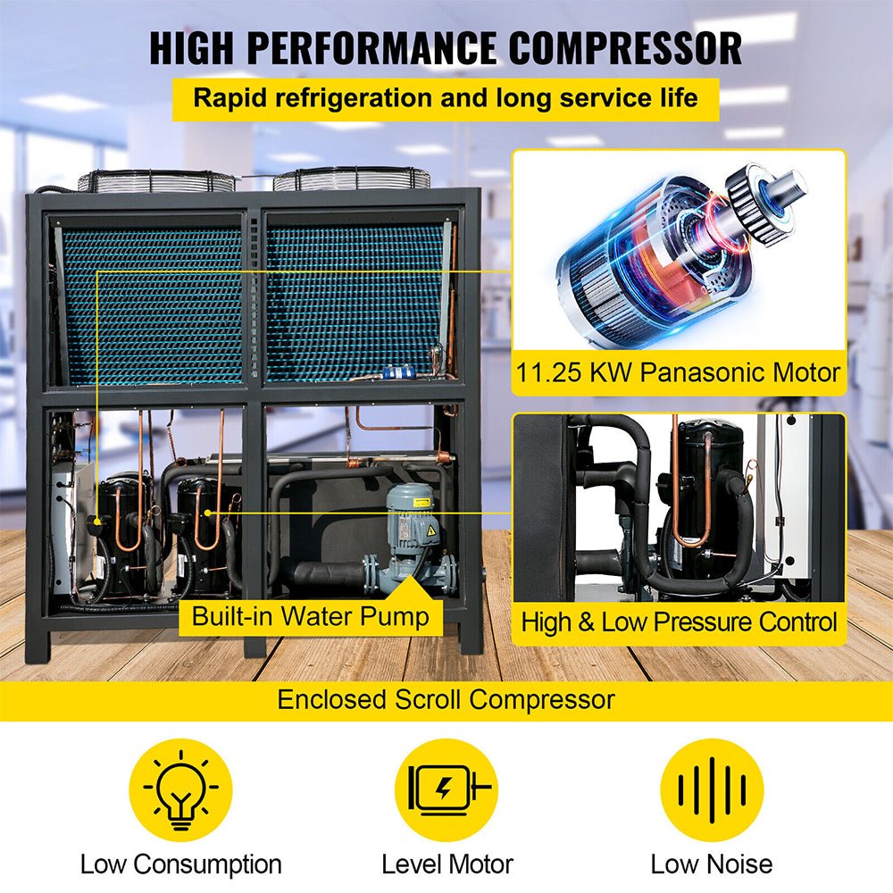 Smart Air-Cooled SS Industrial Water Chiller With LCD Display