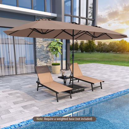15.5 FT Extra-Large Patio Umbrella with LED Solar Lights and Crank Handle