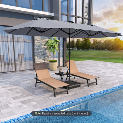 15.5 FT Extra-Large Patio Umbrella with LED Solar Lights and Crank Handle