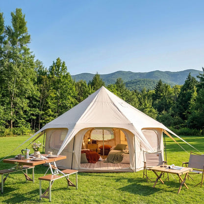 Large 15FT 600D Oxford Bell Tent with Stove Jack For Glamping and Camping