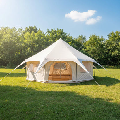 Large 15FT 600D Oxford Bell Tent with Stove Jack For Glamping and Camping