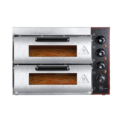 16-Inch Commercial Stainless Steel Double Deck 3000W 110V Electric Pizza Oven