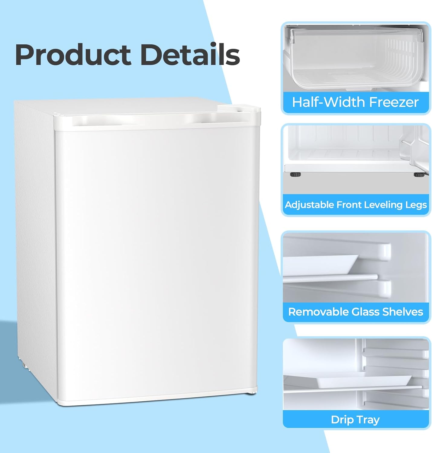 1.6 2.6 3.2 CU FT Mini Fridge with Freezer