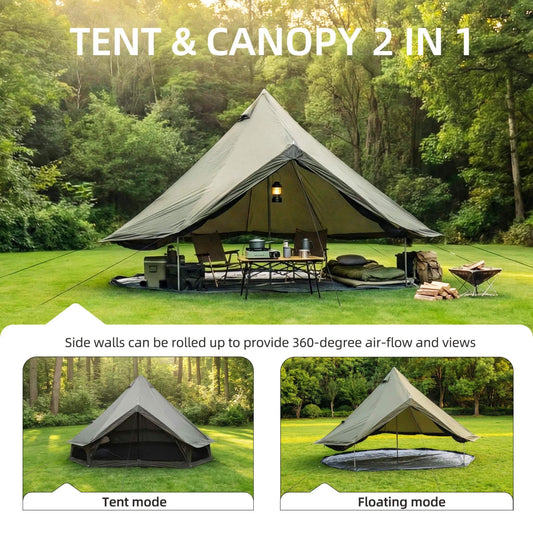 Large 16FT 10-Person All-Season Waterproof Bell Tent with Stove Jack