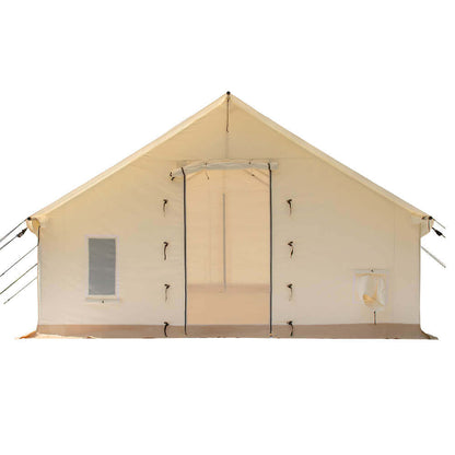 16FT x 20FT White Duck Alpha Pro Wall Tent with Heat Resistant Silicone-Coated Stove Jack
