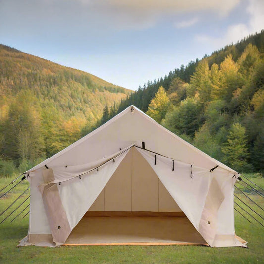 16FT x 20FT White Duck Alpha UV Resistant Wall Tent with Double Stitched Seams