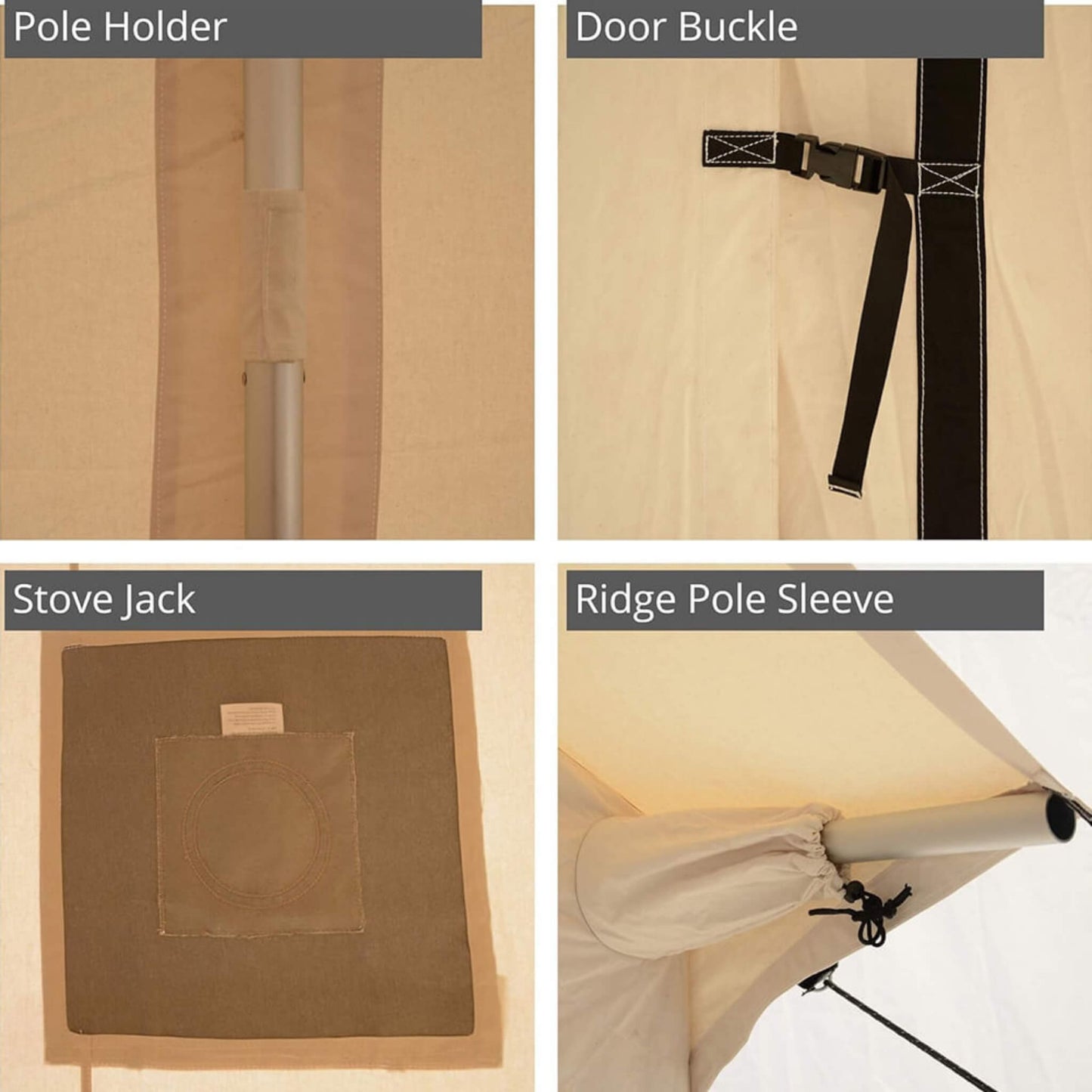 16FT x 20FT White Duck Alpha UV Resistant Wall Tent with Double Stitched Seams