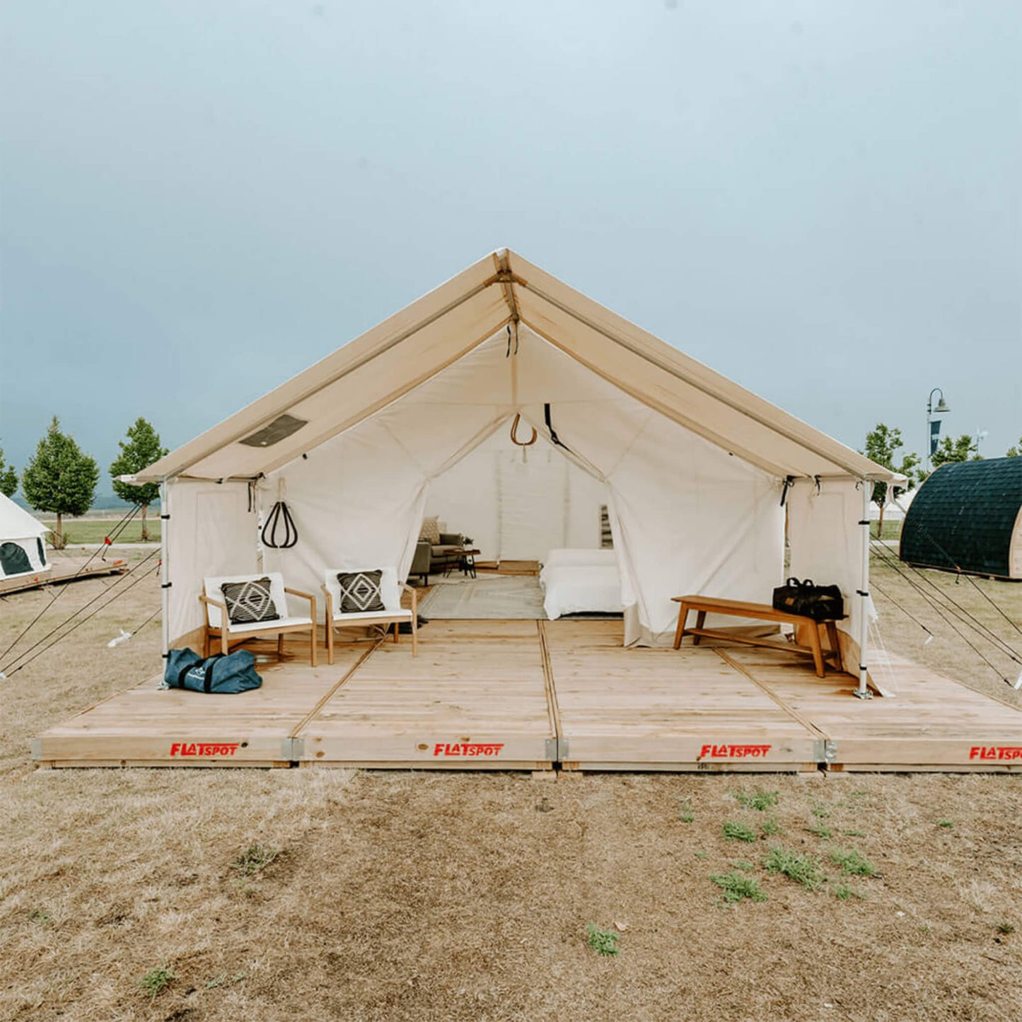 16FT x 24FT White Duck Alpha Pro Wall Tent with Three-layer Large Storm Windows