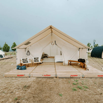 16FT x 24FT White Duck Alpha Pro Wall Tent with Three-layer Large Storm Windows