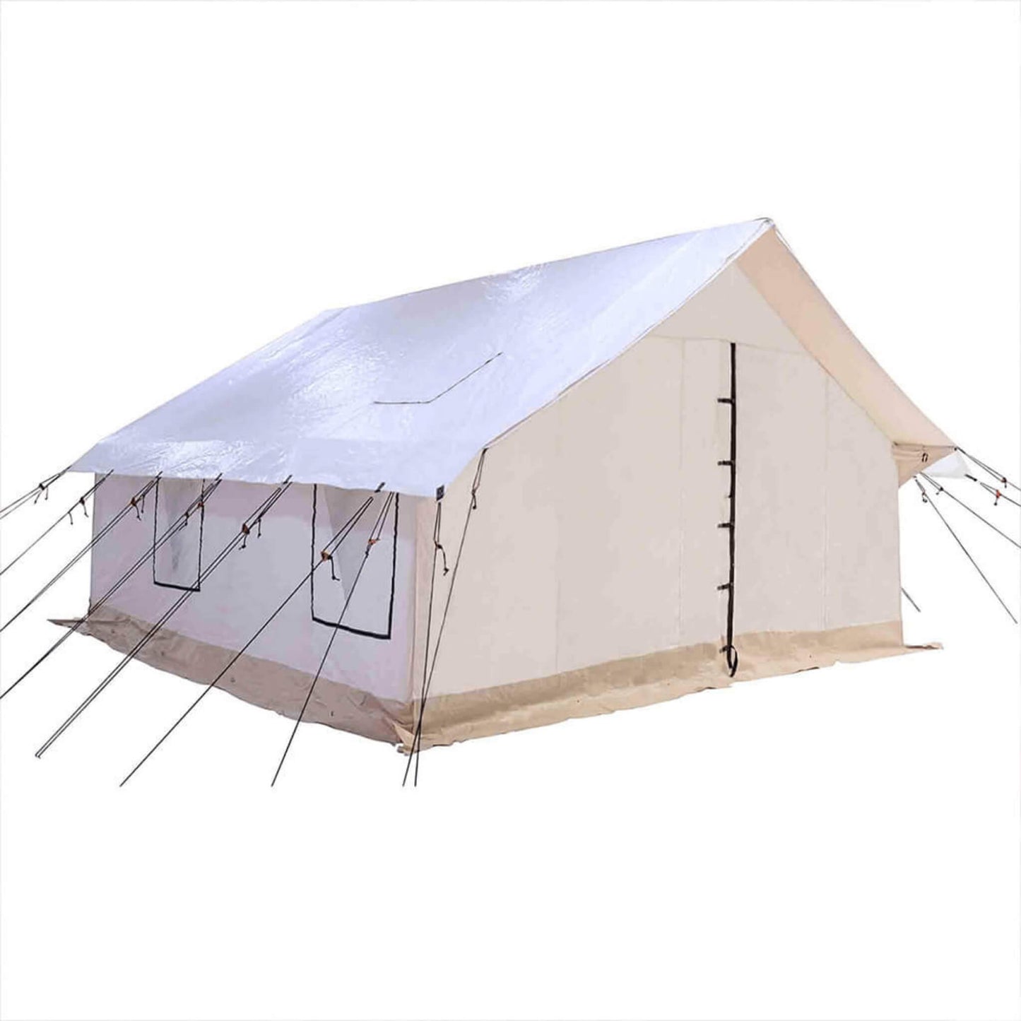 16FT x 24FT White Duck Alpha Wall Tent with Heavy Duty Frame and Waterproof Features