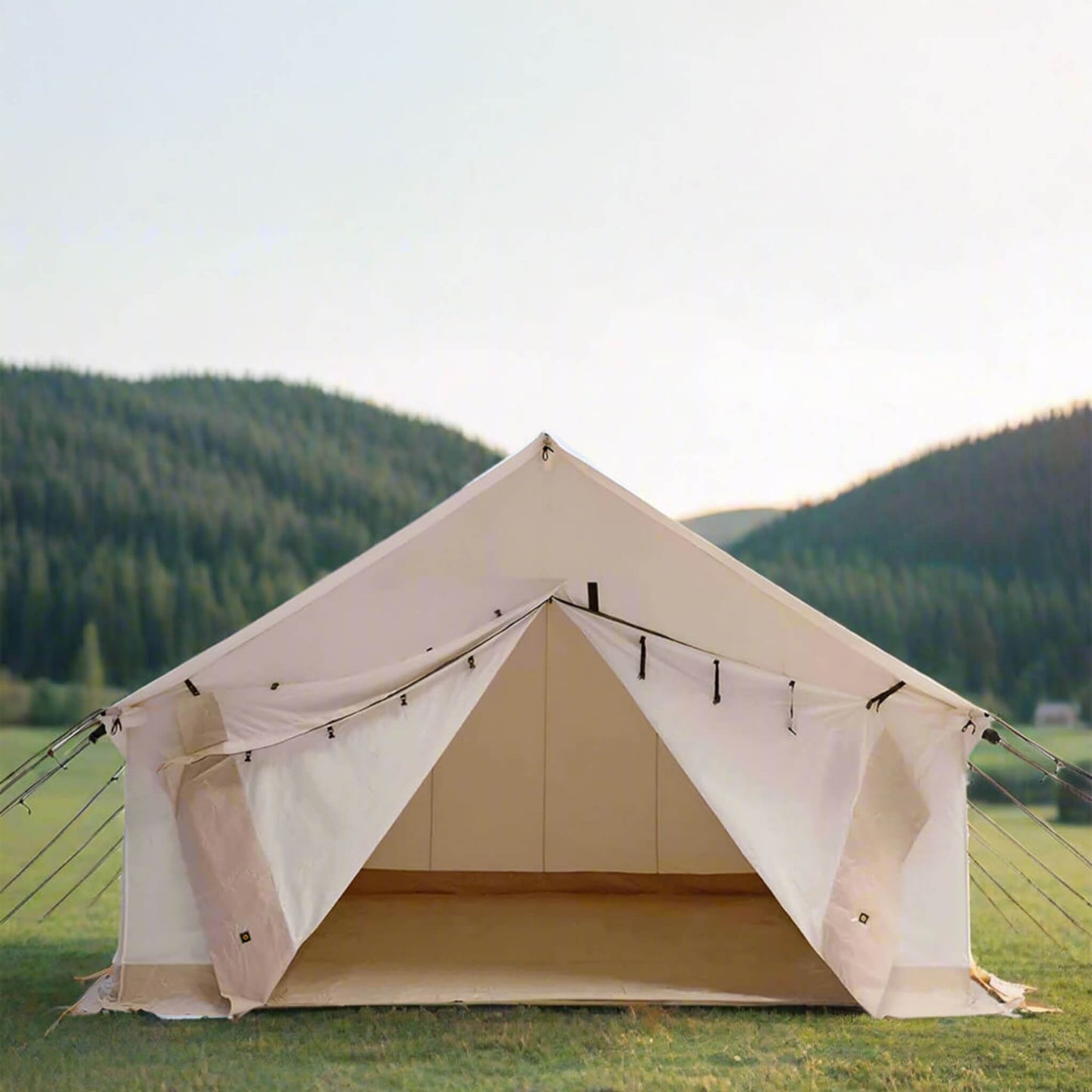 16FT x 24FT White Duck Alpha Wall Tent with Heavy Duty Frame and Waterproof Features