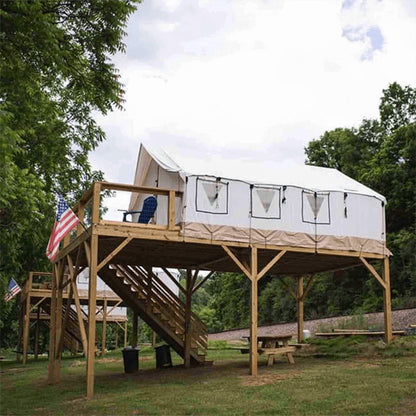 16FT x 24FT White Duck Alpha Wall Tent with Heavy Duty Frame and Waterproof Features