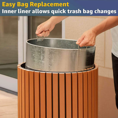 17-Gallon Commercial Round Outdoor Trash Can with Open Lid