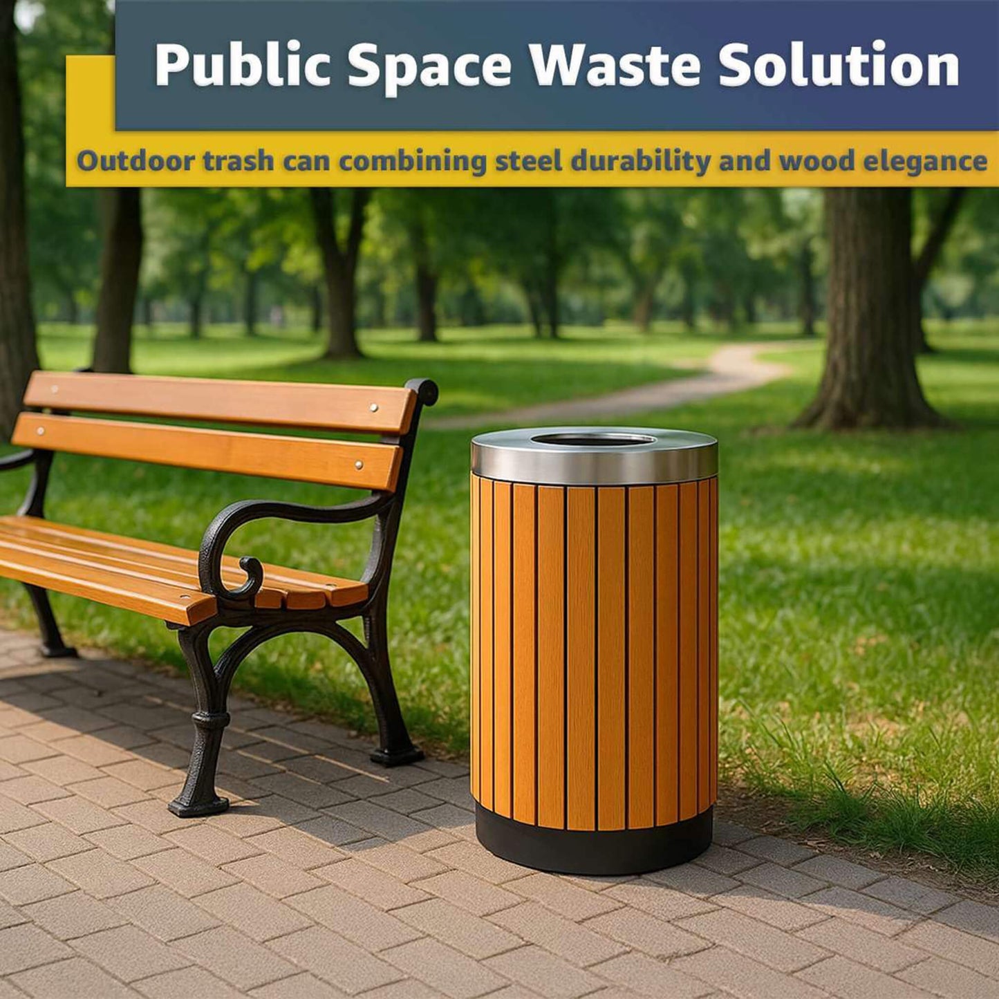17-Gallon Commercial Round Outdoor Trash Can with Open Lid