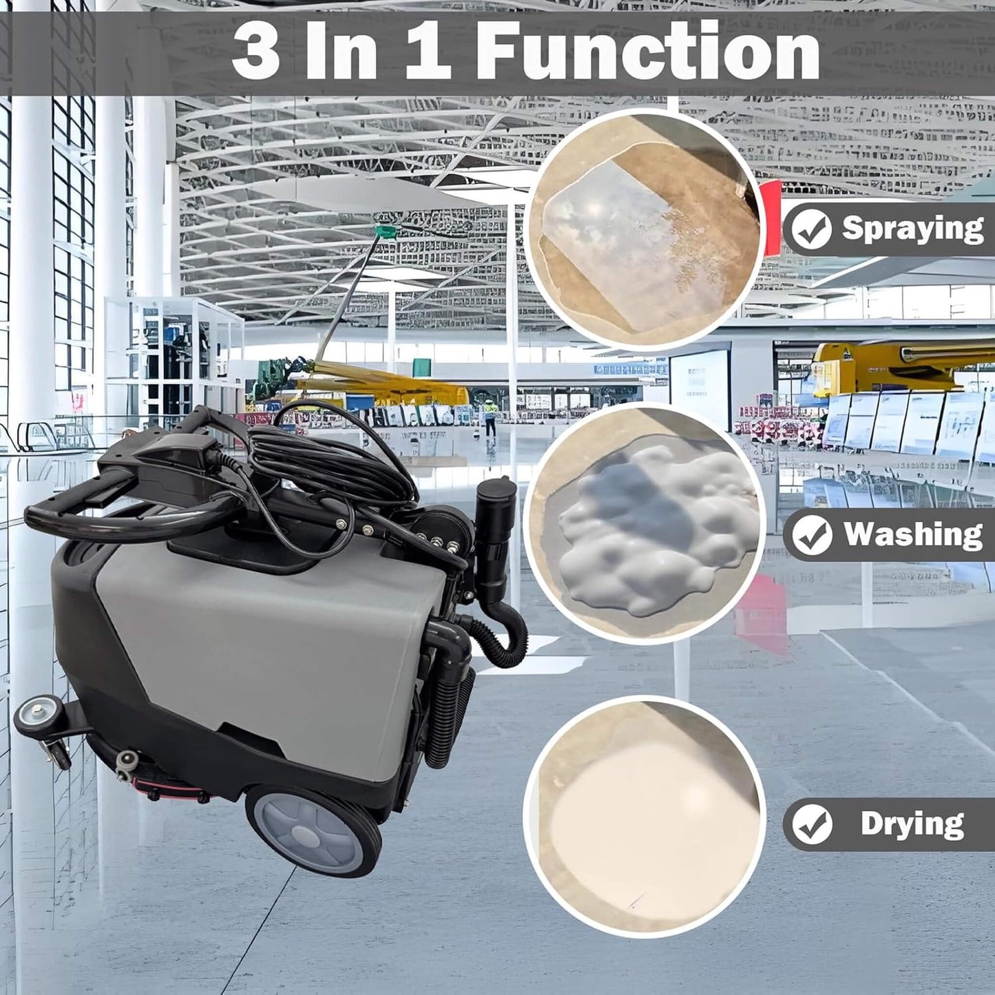 17-Inch 110V Heavy-Duty Commercial Walk-Behind Dual Tank Floor Scrubber