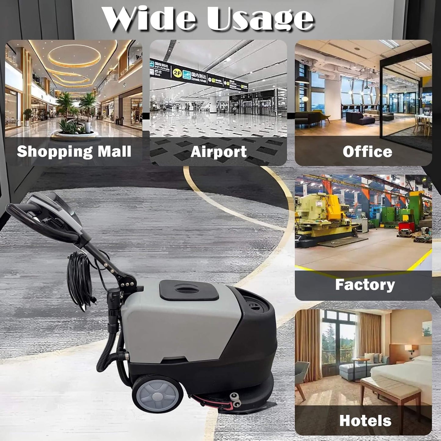 17-Inch 110V Heavy-Duty Commercial Walk-Behind Dual Tank Floor Scrubber
