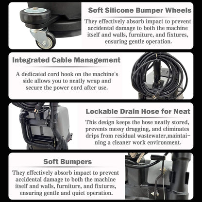 17-Inch 110V Heavy-Duty Commercial Walk-Behind Dual Tank Floor Scrubber