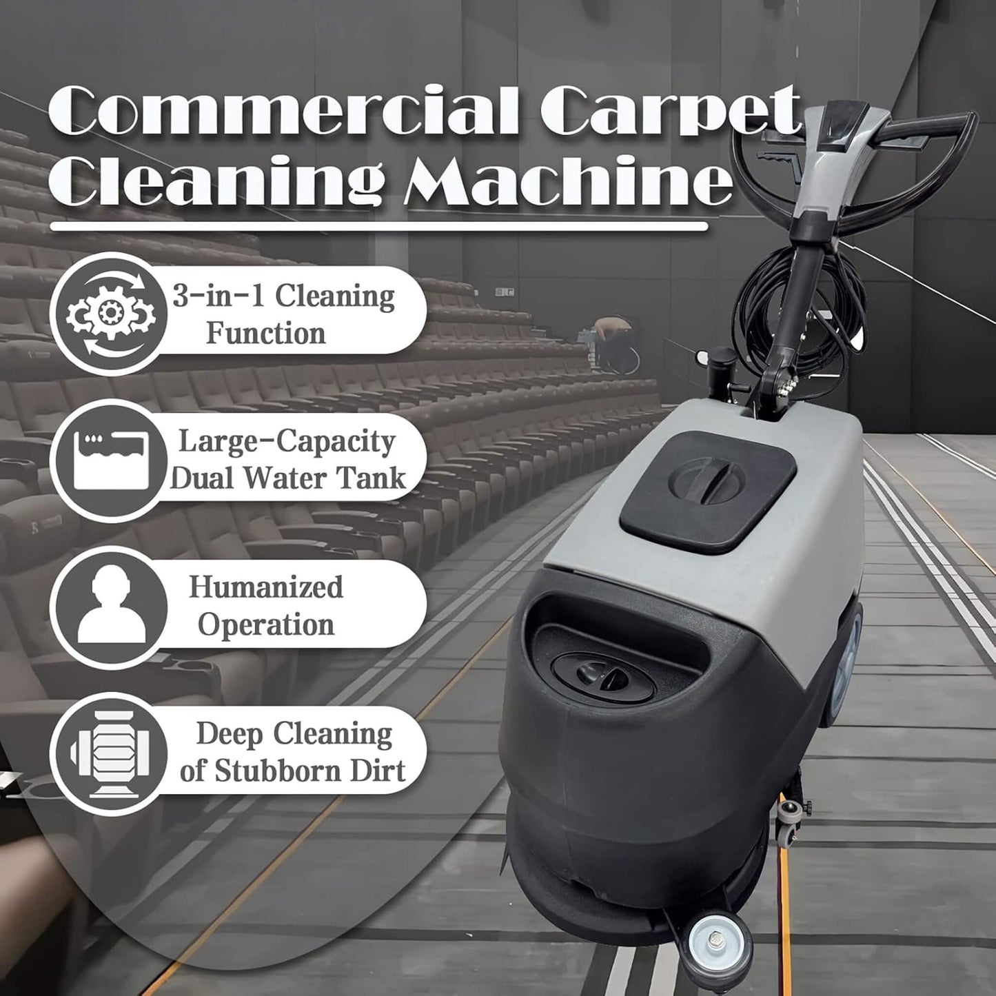 17-Inch 110V Heavy-Duty Commercial Walk-Behind Dual Tank Floor Scrubber