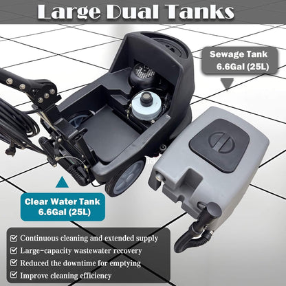 17-Inch 110V Heavy-Duty Commercial Walk-Behind Dual Tank Floor Scrubber