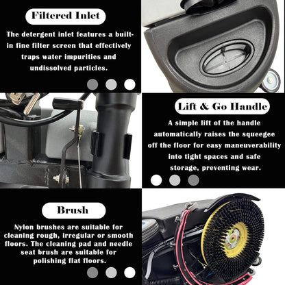 17-Inch 110V Heavy-Duty Commercial Walk-Behind Dual Tank Floor Scrubber