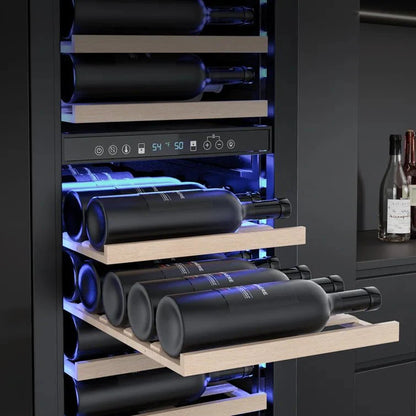 17.72" 111 Bottles Dual Zone Built-In Freestanding Wine Refrigerator Cooler