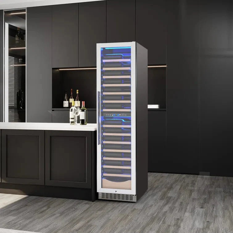17.72" 111 Bottles Dual Zone Built-In Freestanding Wine Refrigerator Cooler