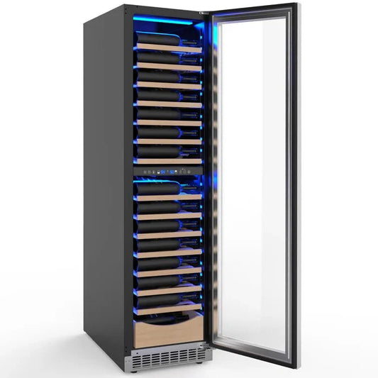 17.72" 111 Bottles Dual Zone Built-In Freestanding Wine Refrigerator Cooler