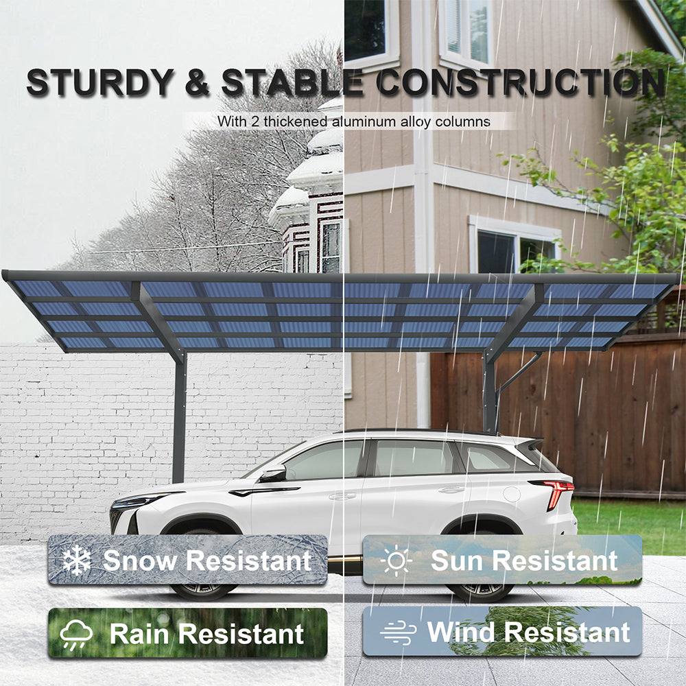 10' x 17' FT Alora Extra Large Heavy-Duty Outdoor Aluminum Single Side Carport With Galvanized Metal Roof