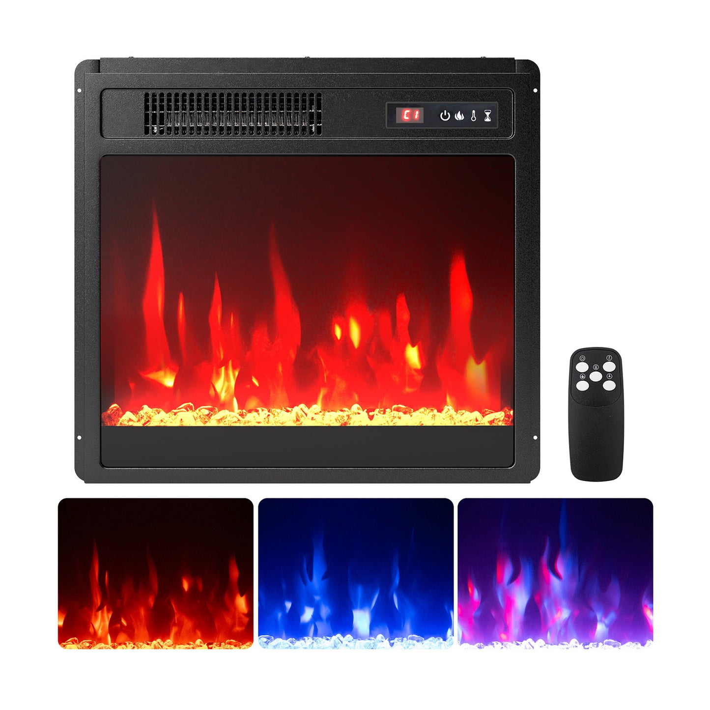 18" Electric Fireplace Insert Fireplace Heater with Overheat Protection