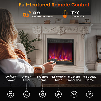 1500W Electric Fireplace Insert with Remote Control