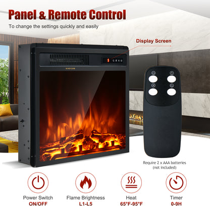 18" 1500W Electric Fireplace Freestanding and Recessed Heater