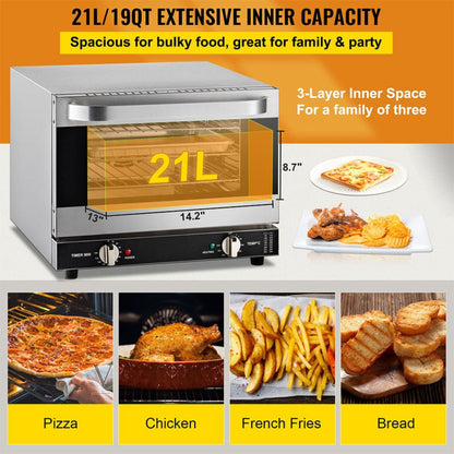 Heavy-Duty Commercial Stainless Steel Countertop Convection Toaster Oven