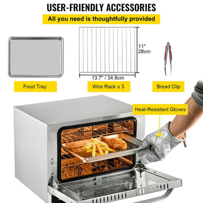Heavy-Duty Commercial Stainless Steel Countertop Convection Toaster Oven