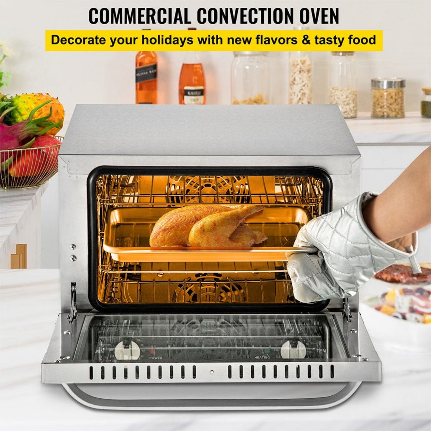 Heavy-Duty Commercial Stainless Steel Countertop Convection Toaster Oven