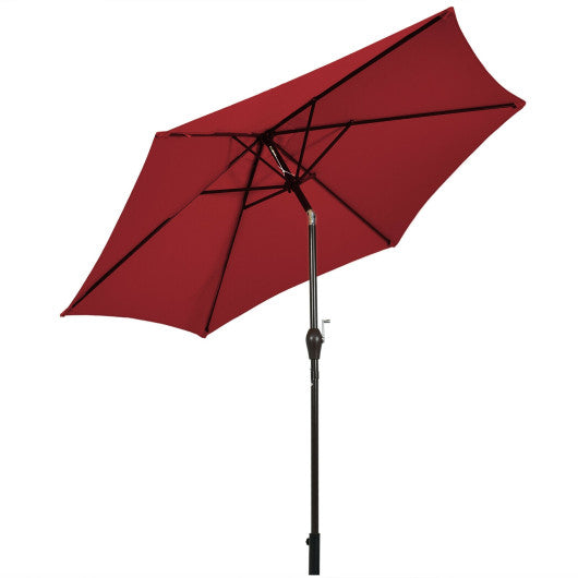 9 ft Outdoor Market Patio Table Umbrella Push Button Tilt Crank Lift - Burgundy
