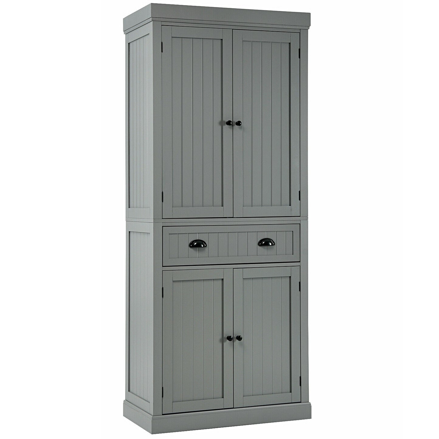 Cupboard Freestanding Kitchen Cabinet with Adjustable Shelves - Gray